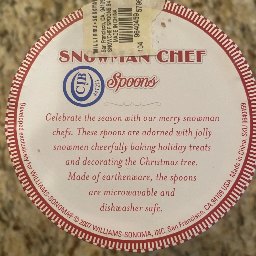 Williams Sonoma Snowman Chef Spoon Set